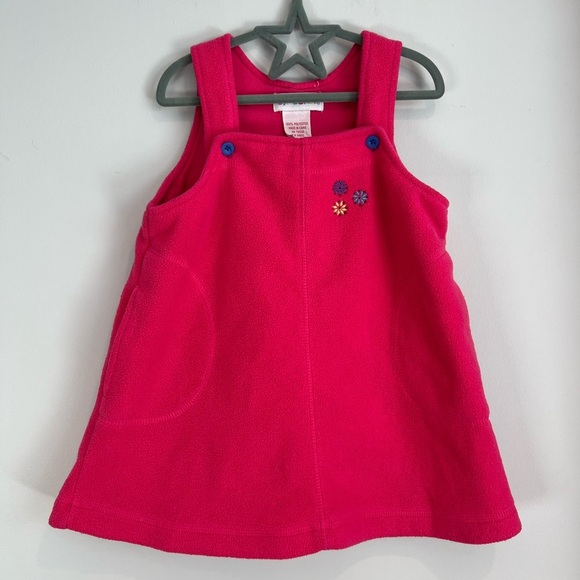 Gymboree Vintage Rainbow Tage Fleece Dress Embroidered Size Girls Small Pink - Picture 1 of 5